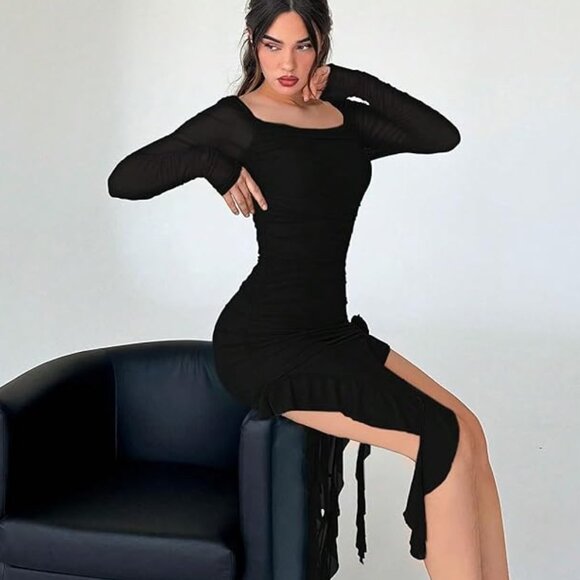 Brand New - Nordstrom Ruffle Cascade Cocktail Dress - Picture 3 of 5